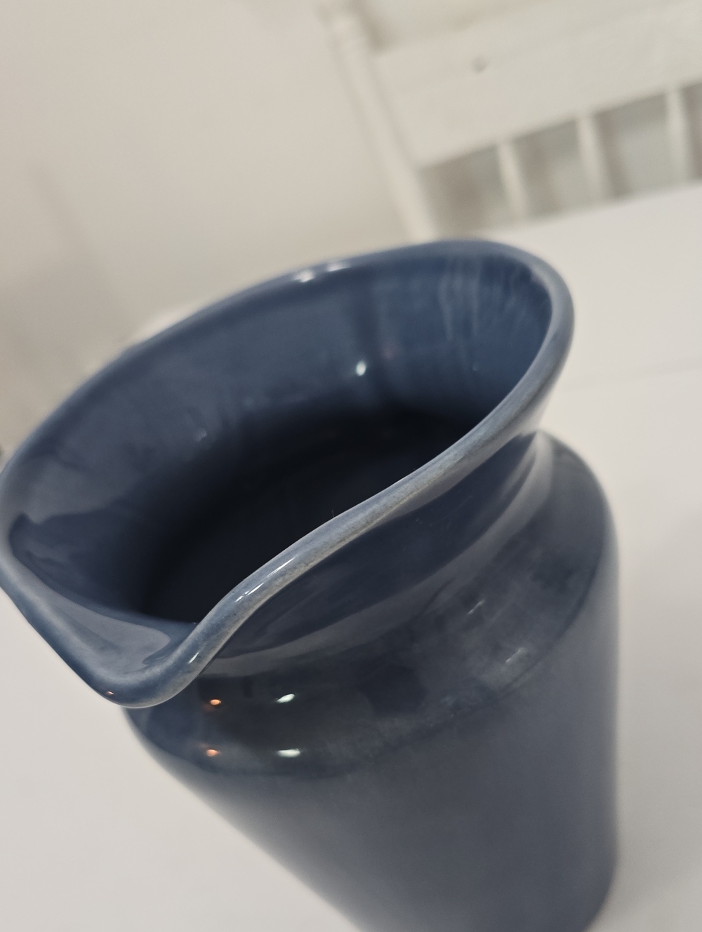 Vintage Pottery Barn Slate Blue Glazed Pitcher Made In Mexico - Picture 6 of 11